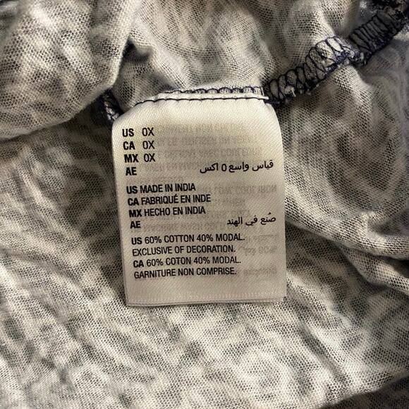 Boho Geometric Print Peasant Blouse Navy White Style & Co 0X - Picture 5 of 6